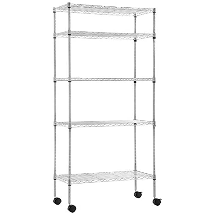BestOffice 14"x30"x60" Storage Shelves Heavy Duty Shelving 5 Tier Layer Wire Shelving Unit with