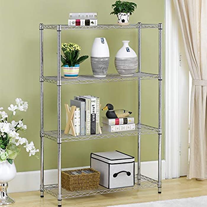 BestOffice 14‘’Lx36”Wx54”H 4 Tier Wire Shelving Unit NSF Metal Large Storage Shelves Heavy Duty