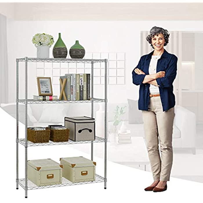 BestOffice 14‘’Lx36”Wx54”H 4 Tier Wire Shelving Unit NSF Metal Large Storage Shelves Heavy Duty