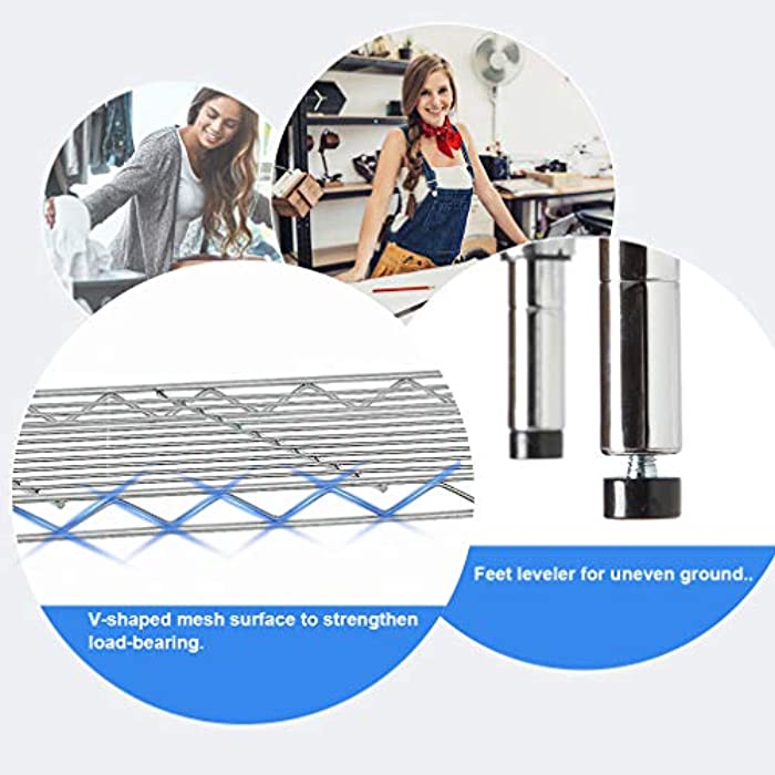 BestOffice 14‘’Lx36”Wx54”H 4 Tier Wire Shelving Unit NSF Metal Large Storage Shelves Heavy Duty