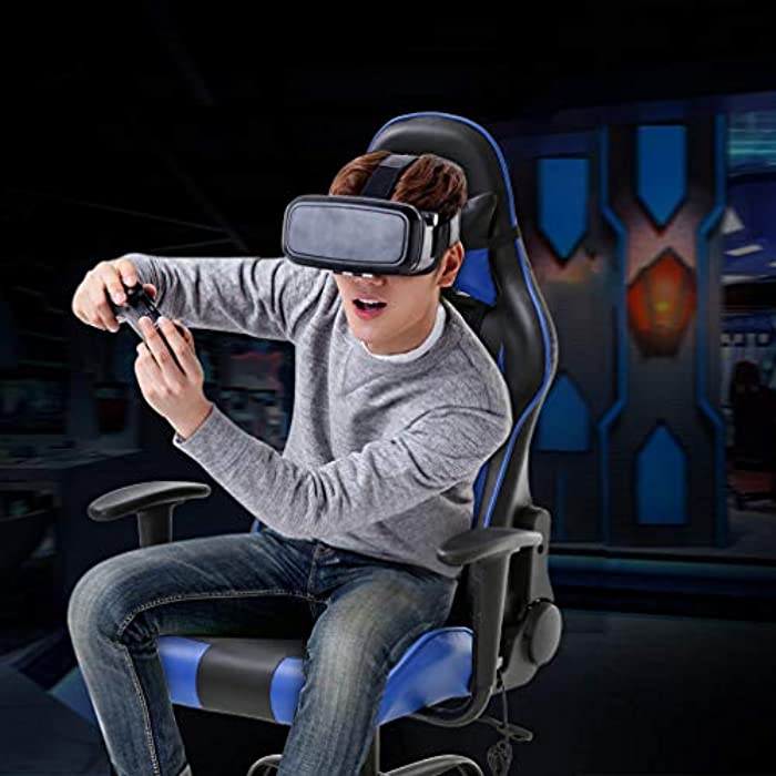 Gaming Chair Massage Office Chair Racing Desk Chair PU Leather Rolling