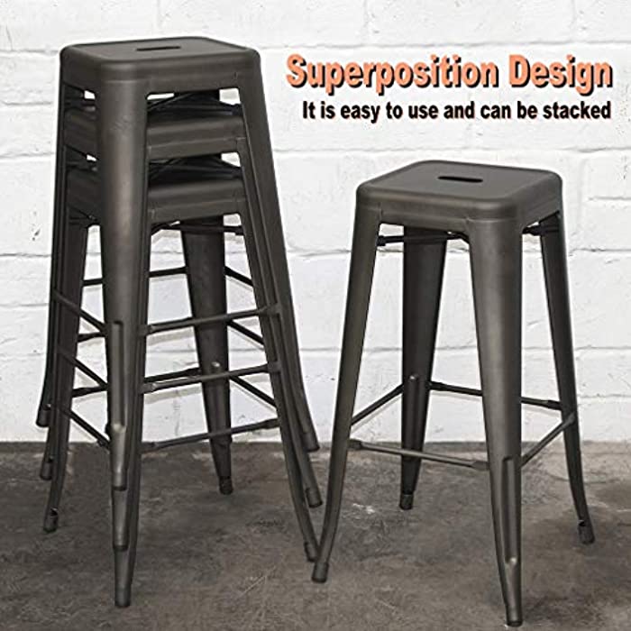 30 Inches Bar Stools Set of 4 Bar Stools Counter Height Metal Stool
