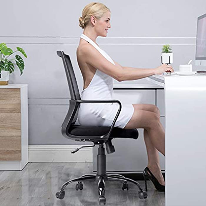 Ergonomic Adjustable Office Chair Computer Desk Task Swivel Chairs Mid-back Home 
