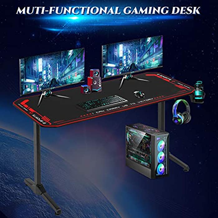 Computer Desk Gaming Desk 55 inches Home Office Desk with Headphone
